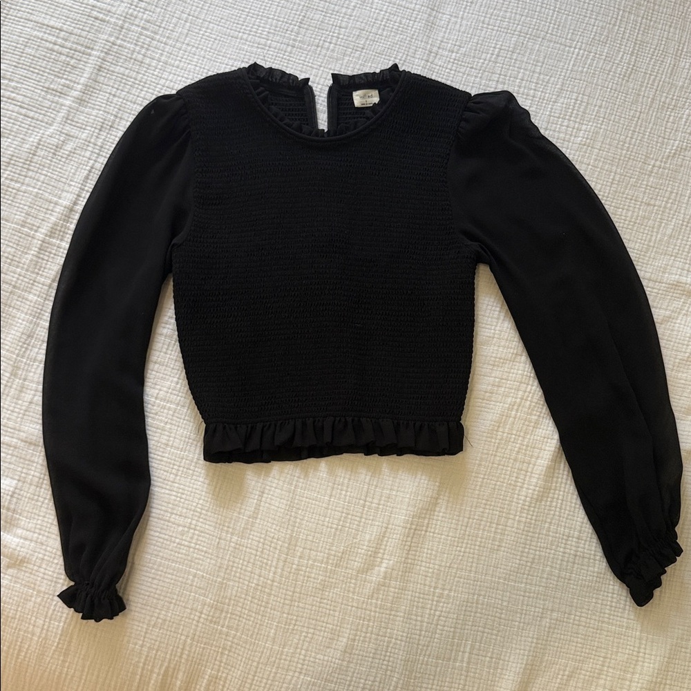 Wilfred Black Long Sleeve Ruffle Top